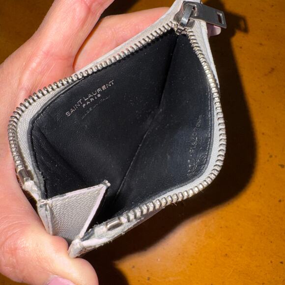 Saint Laurent Cassandra Leather Coin Purse Wallet Gray - Authentic YSL - Picture 13 of 13